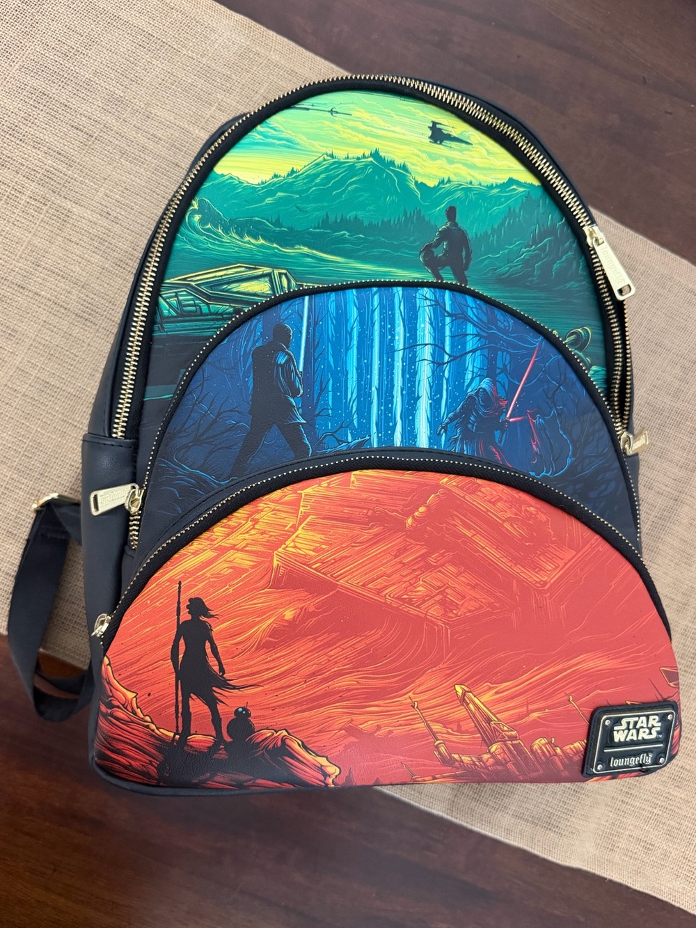 Disney Star Wars Tri-Panel Colorblock Men’s Backpack - Red, Blue, Green